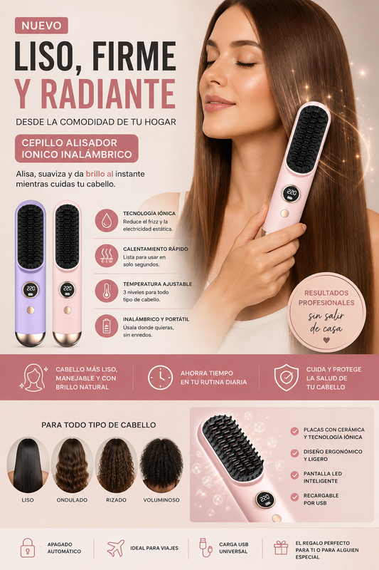Cepillo Alisador Cabello Inalámbrico
