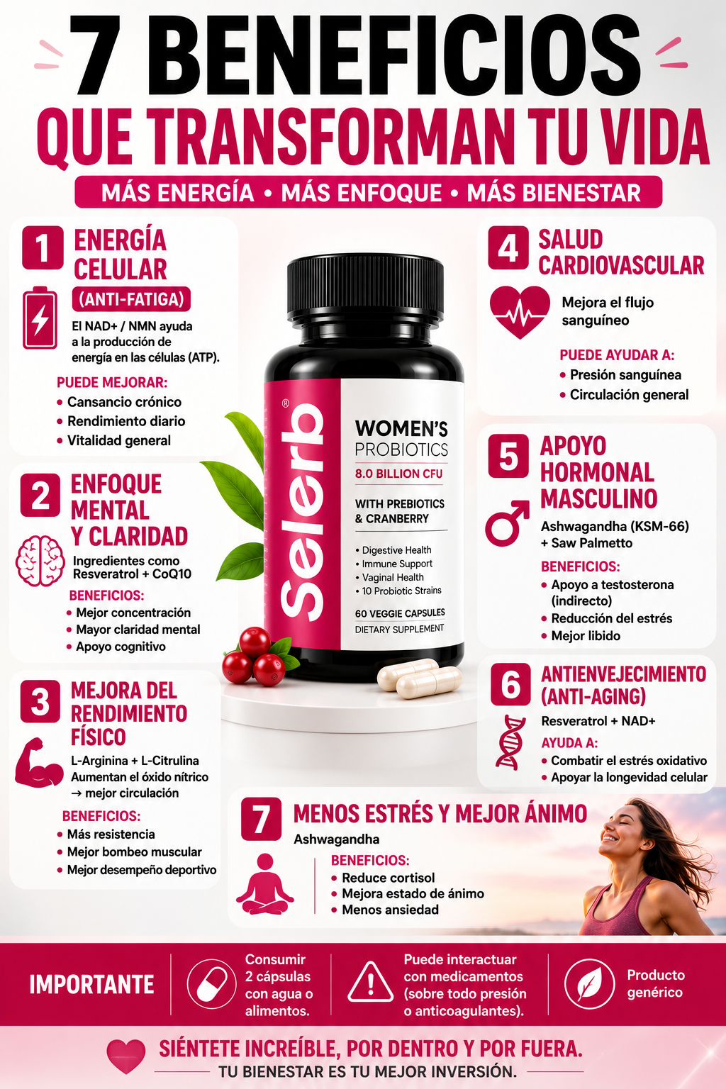 SELERB NAD+ FOR WOMAN 60 CAP