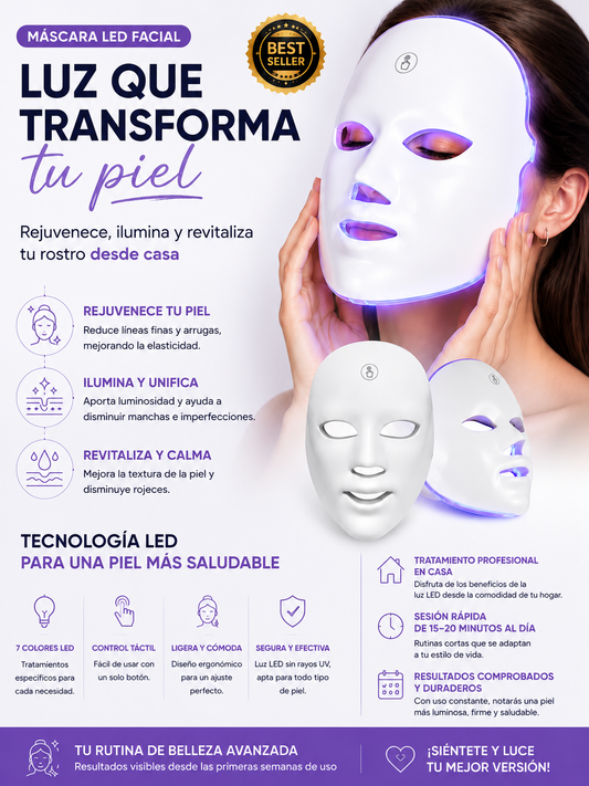 Máscara LED de Rejuvenecimiento Facial Unisex