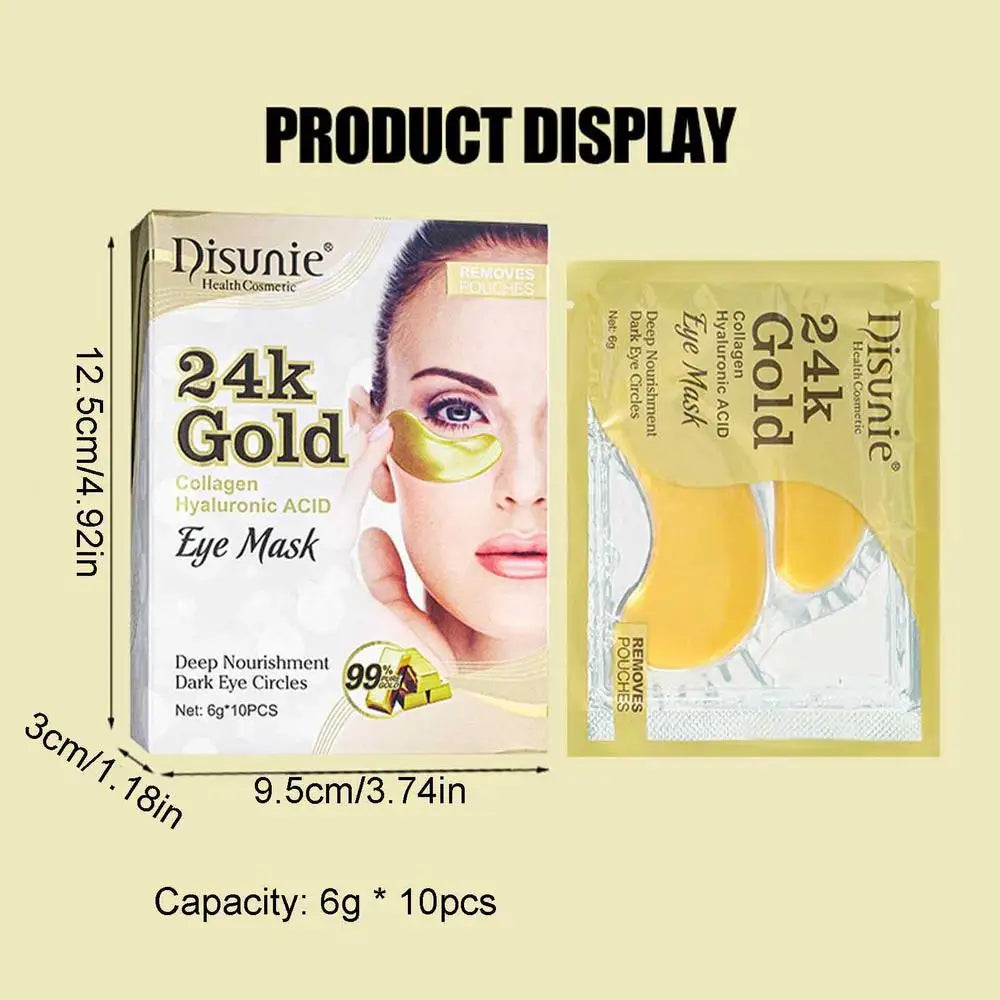 Parches Hidratantes para Ojos con Oro 24K, Colágeno y Ácido Hialurónico