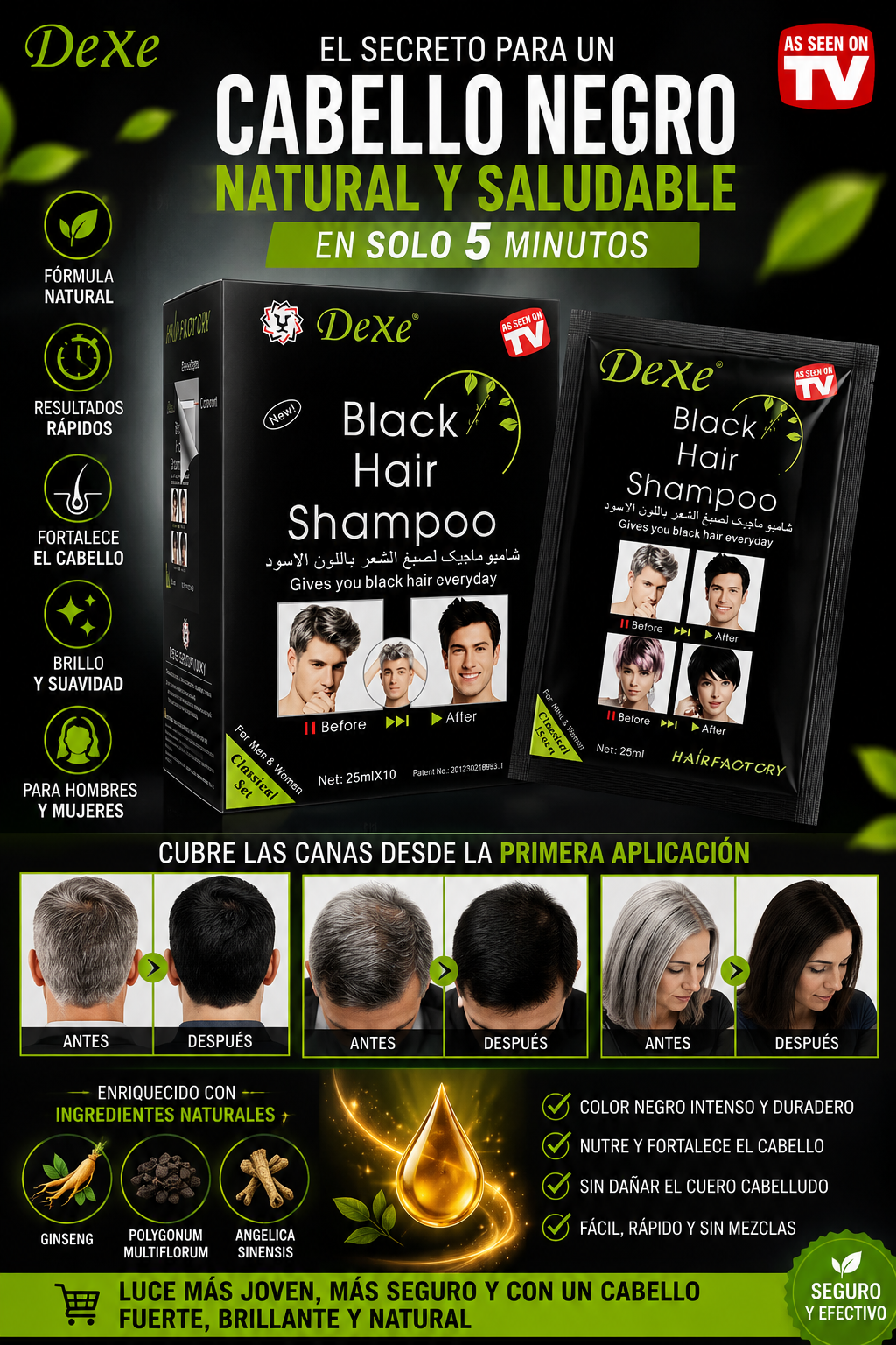 SHAMPU INSTANTANEO TINTE NEGRO 10 SOBRES