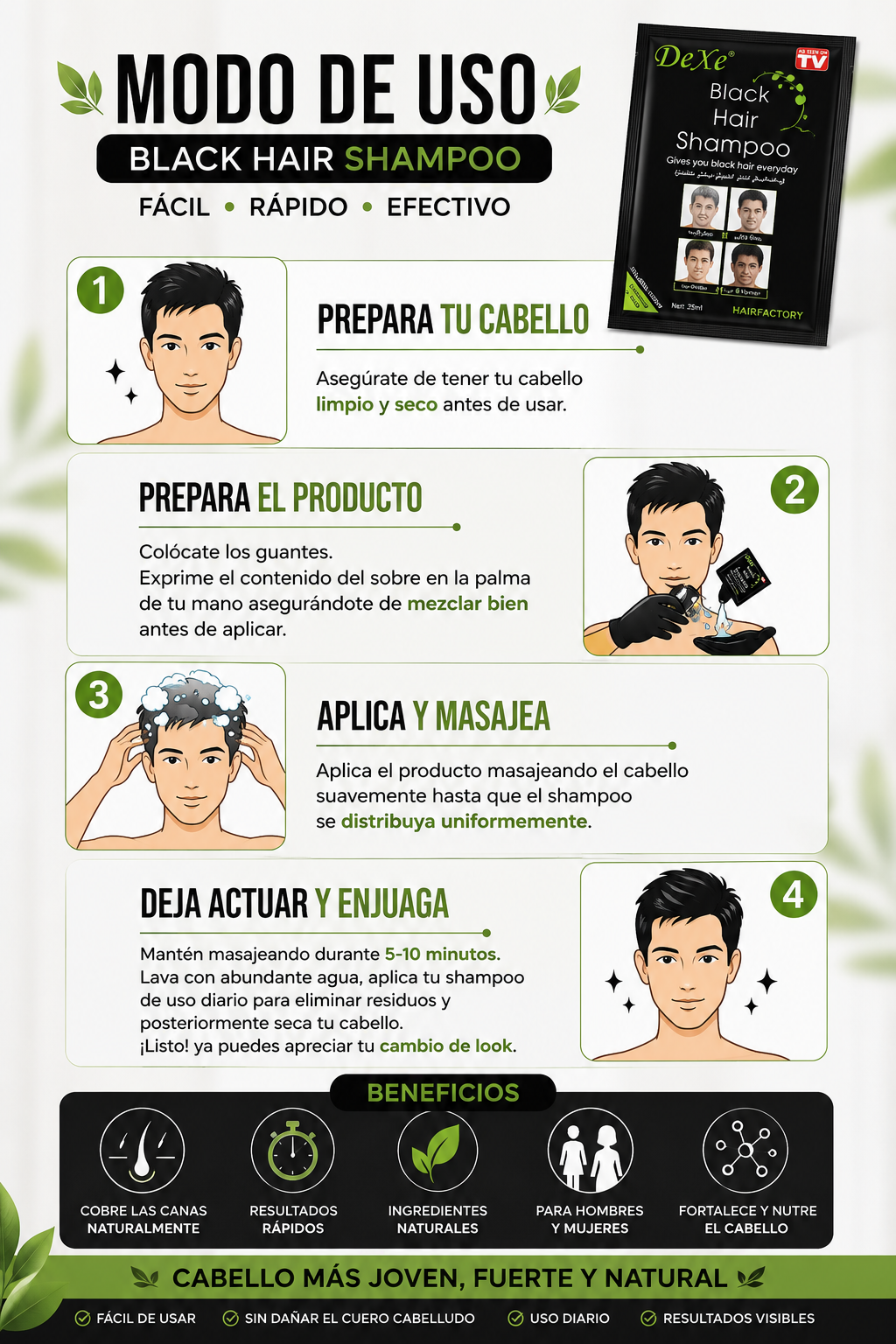 SHAMPU INSTANTANEO TINTE NEGRO 10 SOBRES